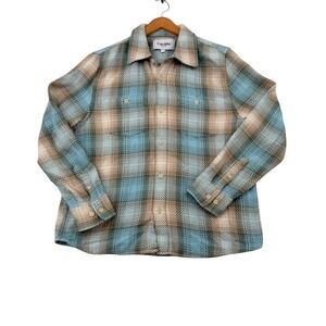 Corridor NYC Long Sleeve Shacket Men S Blue Brown Green Organic Cotton Flannel